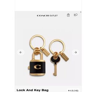 Coach Gold and Black Padlock & Key Charm Set